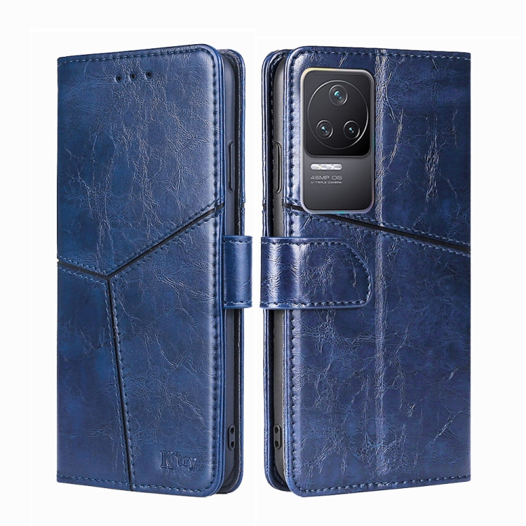 

For Xiaomi Redmi K50 / K50 Pro Geometric Stitching Horizontal Flip Leather Phone Case(Blue)
