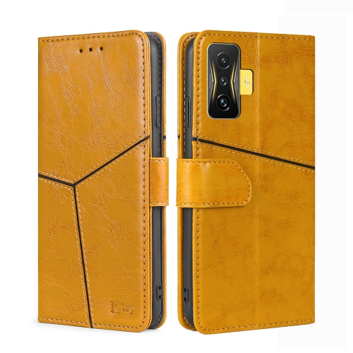 

For Xiaomi Redmi K50 Gaming / Poco F4 GT Geometric Stitching Horizontal Flip Leather Phone Case(Yellow)