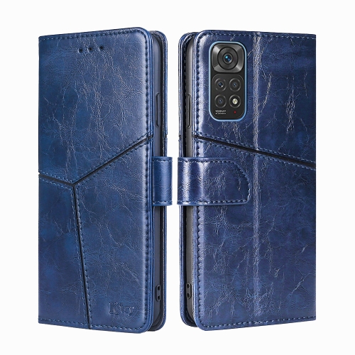 

For Xiaomi Redmi Note 11 4G / Note 11S Geometric Stitching Horizontal Flip Leather Phone Case(Blue)