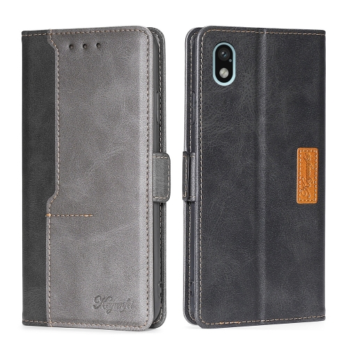 

For Sony Xperia ACE III Contrast Color Side Buckle Leather Phone Case(Black + Grey)