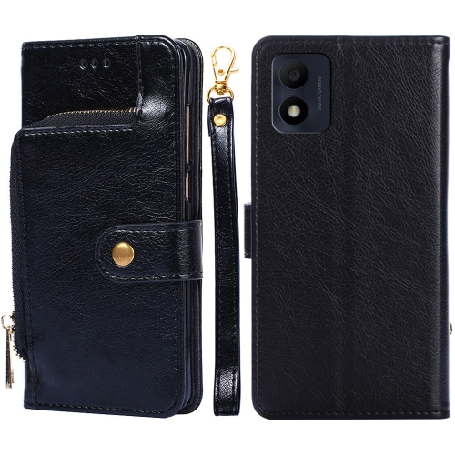 

For alcatel 1B 2022 Zipper Bag Leather Phone Case(Black)