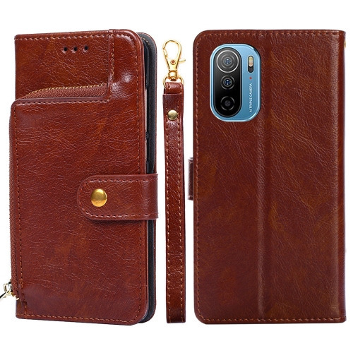 

For Ulefone Note 13P Zipper Bag Leather Phone Case(Brown)