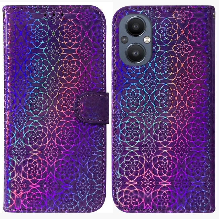 

For OnePlus Nord N20 5G Colorful Magnetic Buckle Leather Phone Case(Purple)