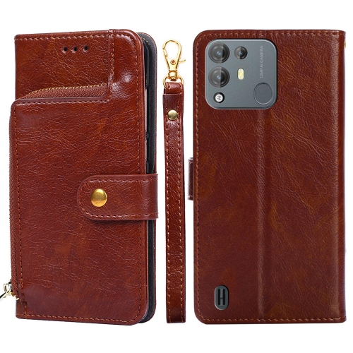 

For Blackview A55 Pro Zipper Bag Leather Phone Case(Brown)