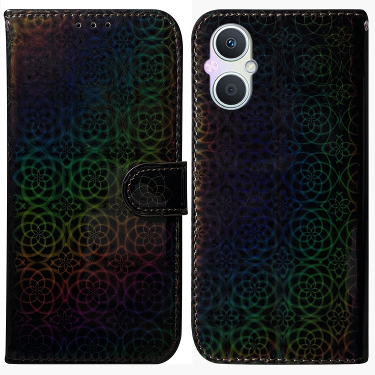 

For OPPO A96 5G / Reno7 Z 5G Colorful Magnetic Buckle Leather Phone Case(Black)