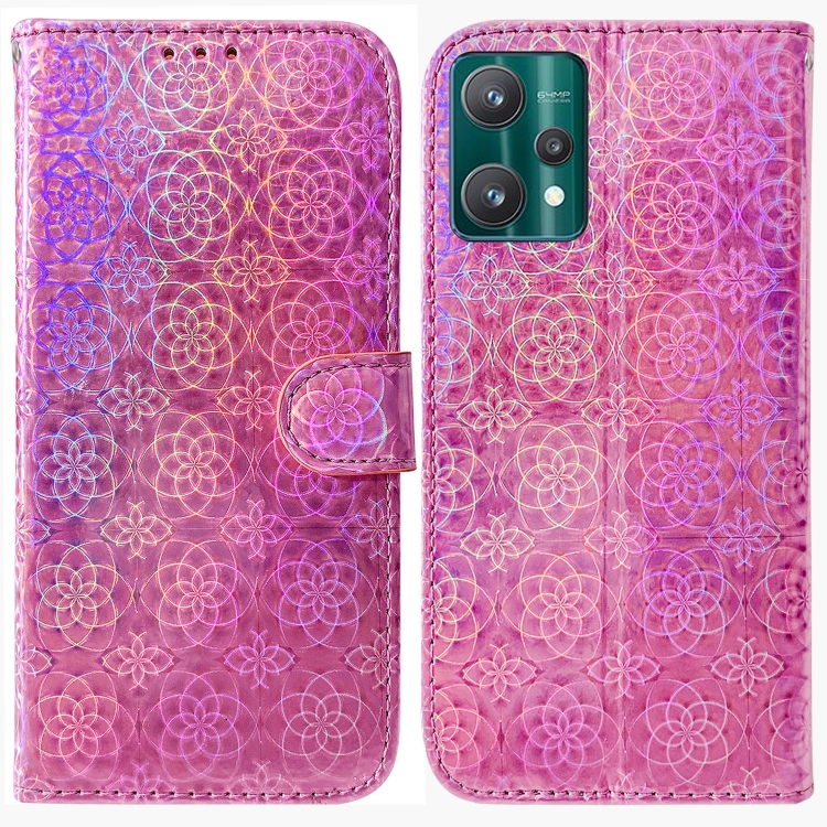 

For OPPO Realme 9 Pro Colorful Magnetic Buckle Leather Phone Case(Pink)
