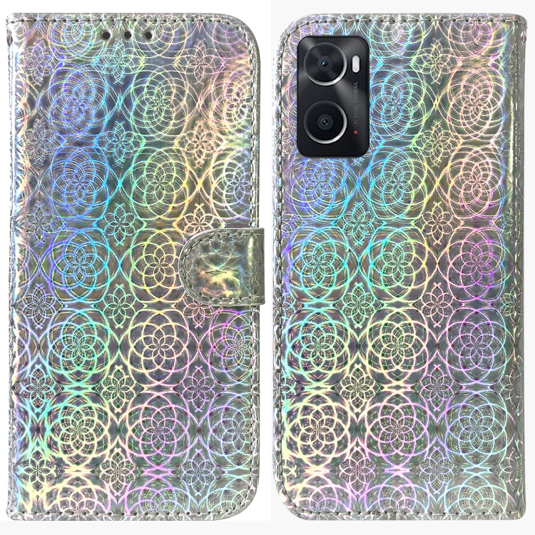 

For OPPO Realme 9i / A76 4G / A36 Colorful Magnetic Buckle Leather Phone Case(Silver)