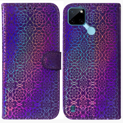 

For OPPO Realme C21Y Colorful Magnetic Buckle Leather Phone Case(Purple)