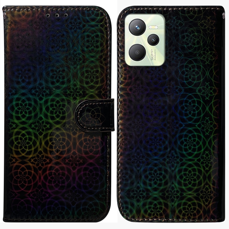 

For OPPO Realme C35 Colorful Magnetic Buckle Leather Phone Case(Black)
