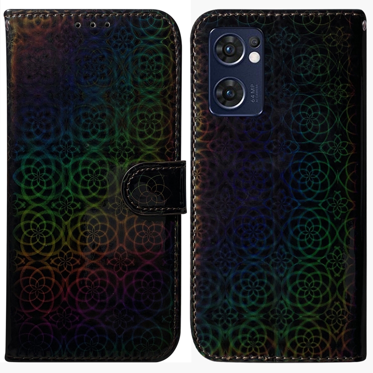 

For OPPO Reno7 5G Foreign / Find X5 Lite Colorful Magnetic Buckle Leather Phone Case(Black)
