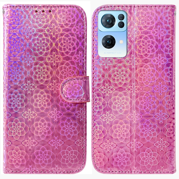 

For OPPO Reno7 Pro 5G Colorful Magnetic Buckle Leather Phone Case(Pink)