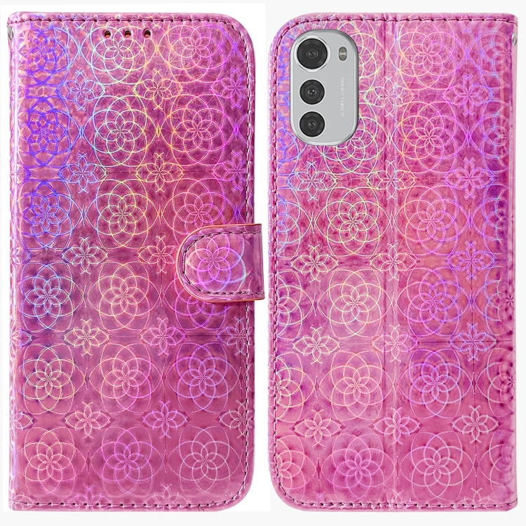 

For Motorola Moto E32 Colorful Magnetic Buckle Leather Phone Case(Pink)