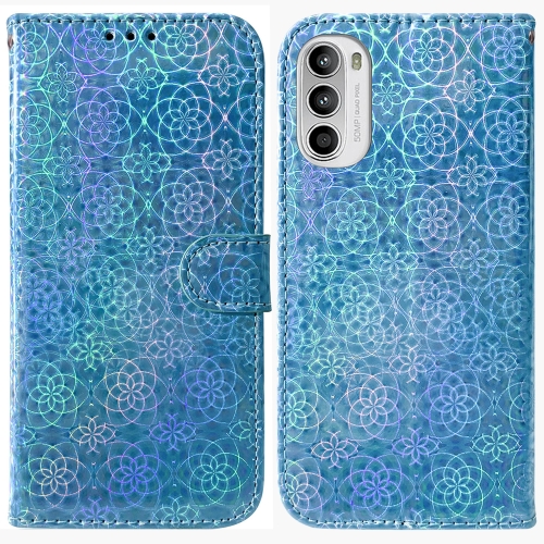 

For Motorola Moto G52 Colorful Magnetic Buckle Leather Phone Case(Blue)