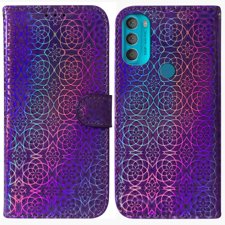

For Motorola Moto G71 Colorful Magnetic Buckle Leather Phone Case(Purple)