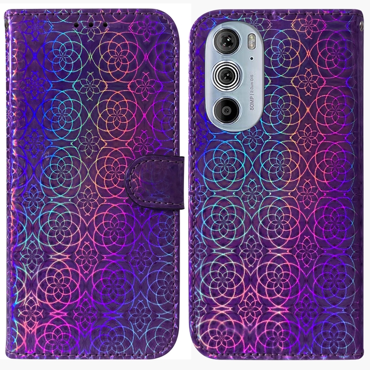 

For Motorola Edge+ 2022 / 30 Pro Colorful Magnetic Buckle Leather Phone Case(Purple)