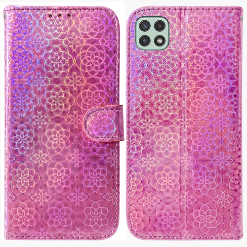 

For Samsung Galaxy A22 5G Colorful Magnetic Buckle Leather Phone Case(Pink)