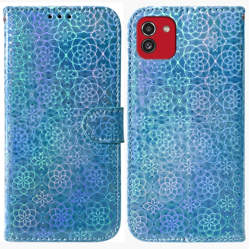 

For Samsung Galaxy A03 164mm Colorful Magnetic Buckle Leather Phone Case(Blue)