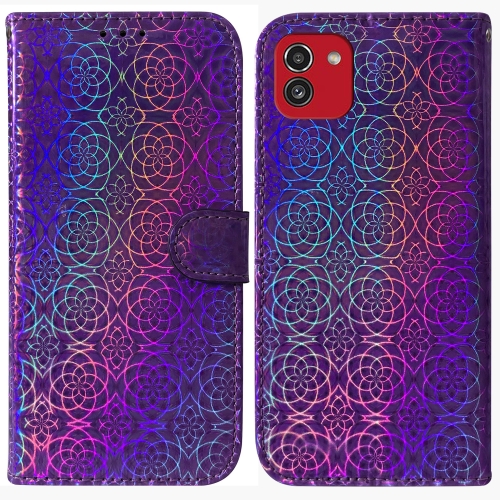 

For Samsung Galaxy A03 166mm Colorful Magnetic Buckle Leather Phone Case(Purple)