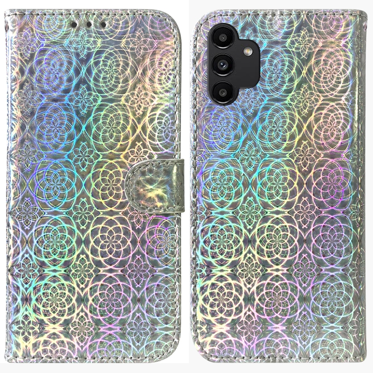 

For Samsung Galaxy A13 4G Colorful Magnetic Buckle Leather Phone Case(Silver)