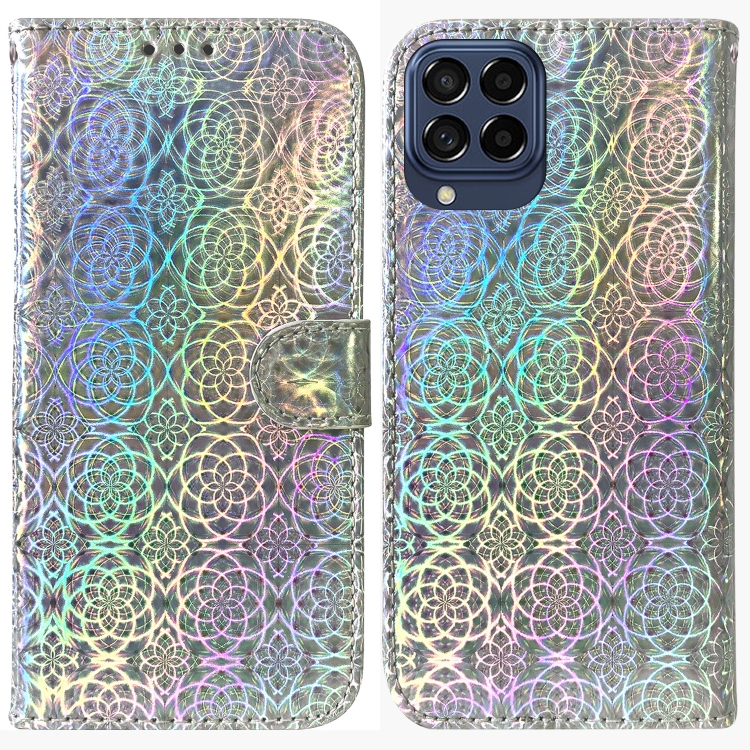 

For Samsung Galaxy M33 5G Colorful Magnetic Buckle Leather Phone Case(Silver)