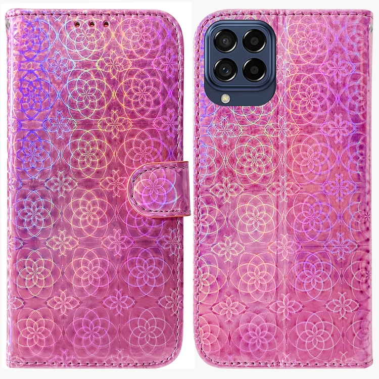 

For Samsung Galaxy M53 5G Colorful Magnetic Buckle Leather Phone Case(Pink)