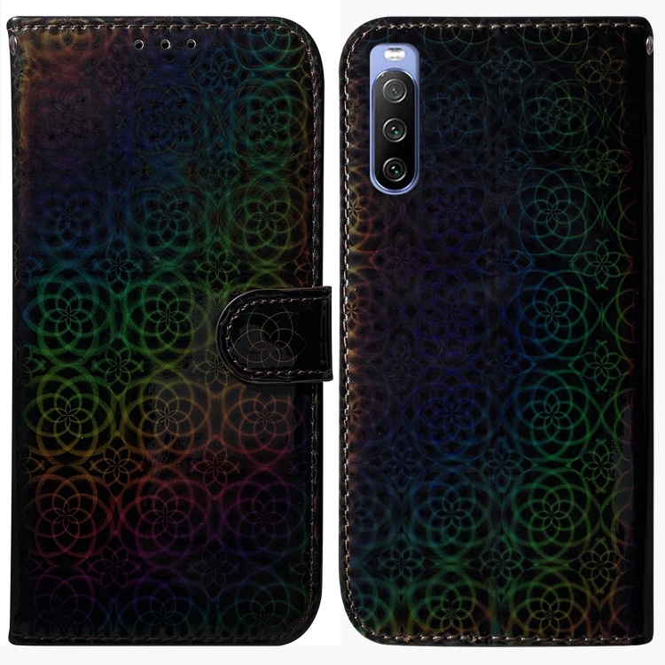 

For Sony Xperia 10 III Colorful Magnetic Buckle Leather Phone Case(Black)