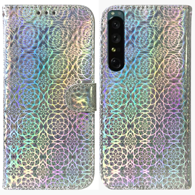 

For Sony Xperia 1 IV Colorful Magnetic Buckle Leather Phone Case(Silver)