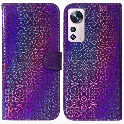 

For Xiaomi 12 Pro Colorful Magnetic Buckle Leather Phone Case(Purple)