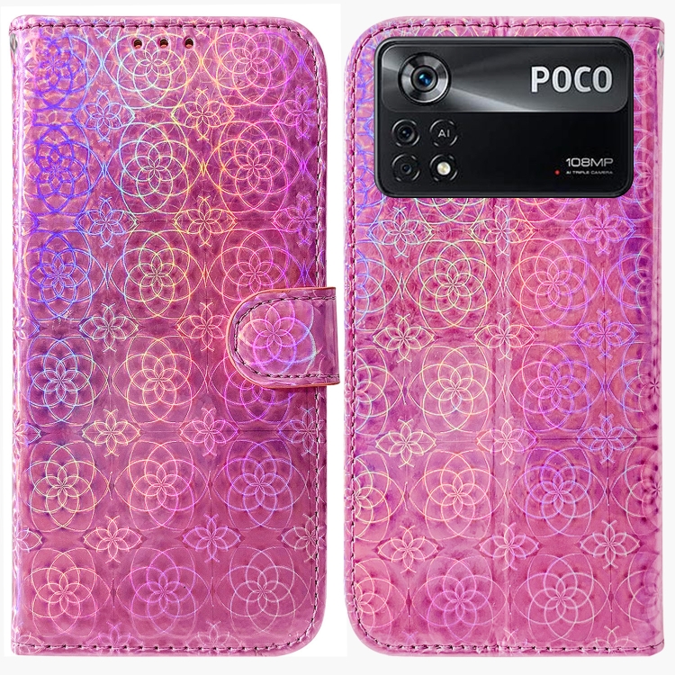

For Xiaomi Poco X4 Pro 5G Colorful Magnetic Buckle Leather Phone Case(Pink)