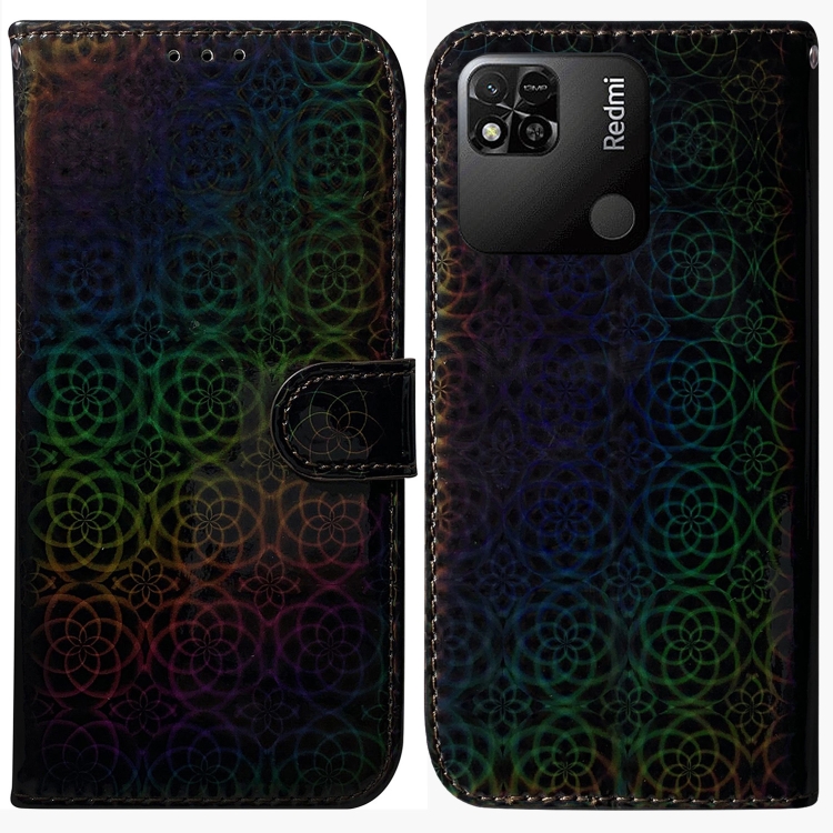

For Xiaomi Redmi 10A Colorful Magnetic Buckle Leather Phone Case(Black)