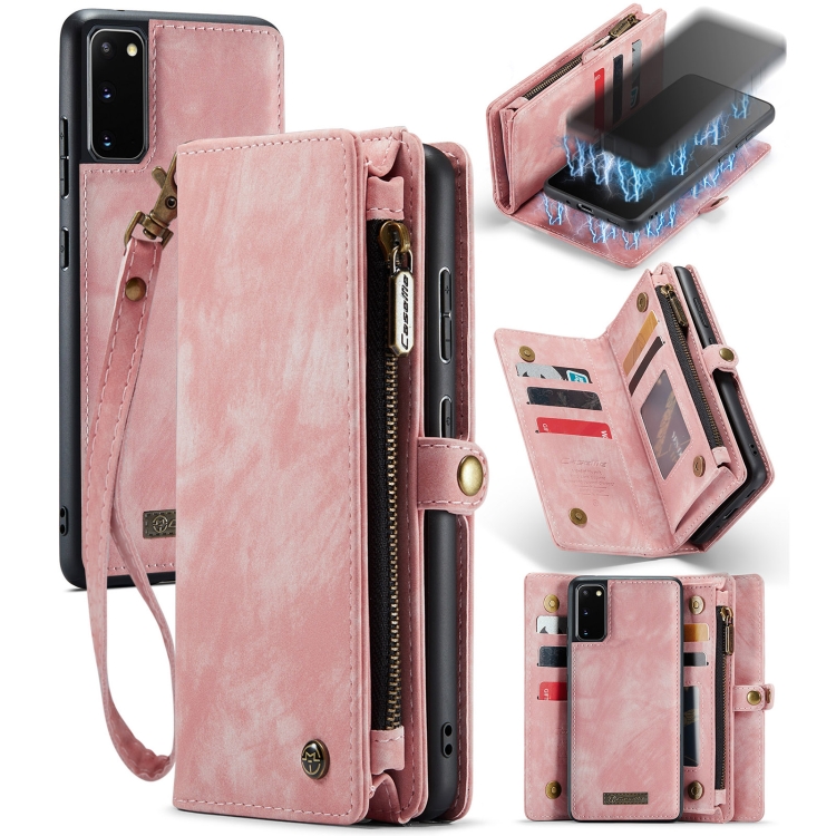 

For Samsung Galaxy S20 CaseMe Detachable Multifunctional Horizontal Flip Leather Case, with Card Slot & Holder & Zipper Wallet & Photo Frame (Pink)