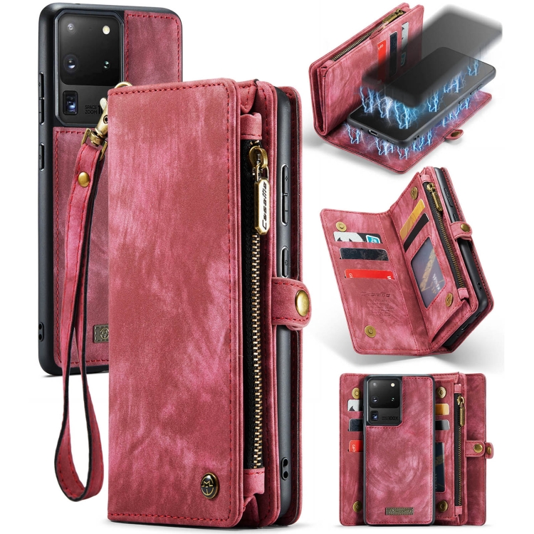 

For Galaxy S20 Plus CaseMe Detachable Multifunctional Horizontal Flip Leather Case, with Card Slot & Holder & Zipper Wallet & Photo Frame(Red)
