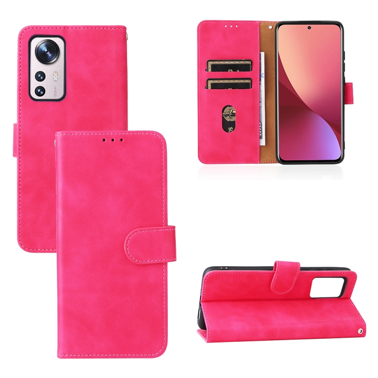 

For Xiaomi 12 Lite Skin Feel Magnetic Flip Leather Phone Case(Rose Red)