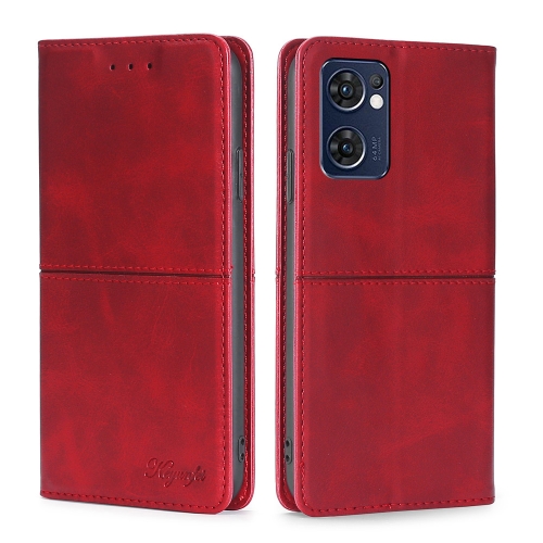 

For OPPO Find X5 Lite Cow Texture Magnetic Horizontal Flip Leather Phone Case(Red)