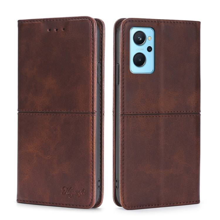 

For OPPO Realme 9i Cow Texture Magnetic Horizontal Flip Leather Phone Case(Dark Brown)