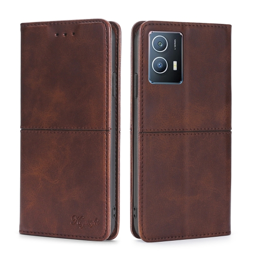 

For vivo iQOO U5 5G Cow Texture Magnetic Horizontal Flip Leather Phone Case(Dark Brown)