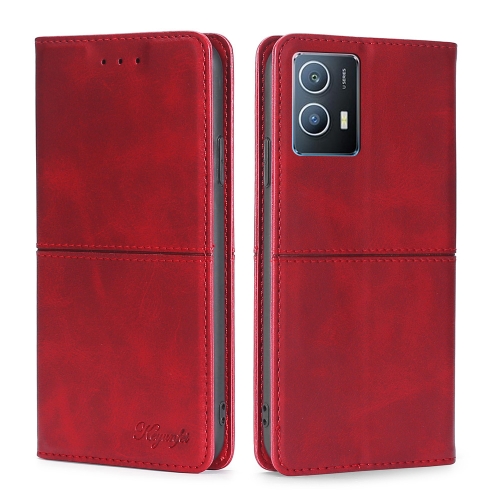 

For vivo iQOO U5 5G Cow Texture Magnetic Horizontal Flip Leather Phone Case(Red)