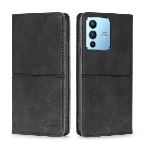 

For vivo S12 Pro 5G/V23 Pro Cow Texture Magnetic Horizontal Flip Leather Phone Case(Black)