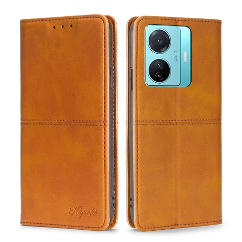 

For vivo S15e 5G/T1 Snapdragon 778G Cow Texture Magnetic Horizontal Flip Leather Phone Case(Light Brown)