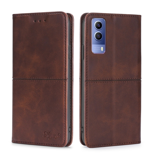 

For vivo Y53S 5G/iQOO Z5X/T1X Cow Texture Magnetic Horizontal Flip Leather Phone Case(Dark Brown)