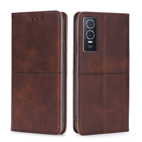 

For vivo Y76S/Y74S Cow Texture Magnetic Horizontal Flip Leather Phone Case(Dark Brown)