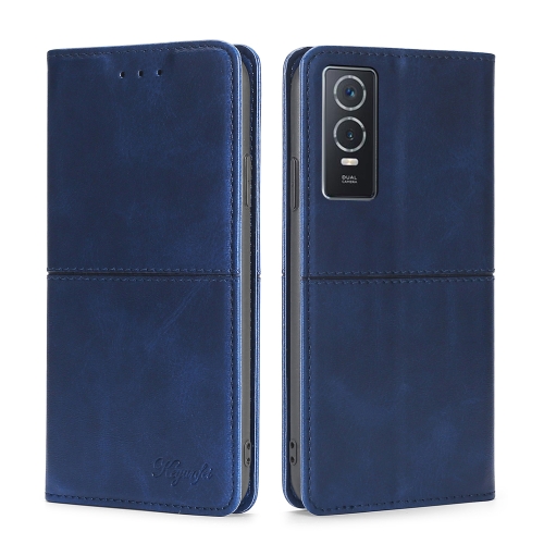 

For vivo Y76S/Y74S Cow Texture Magnetic Horizontal Flip Leather Phone Case(Blue)