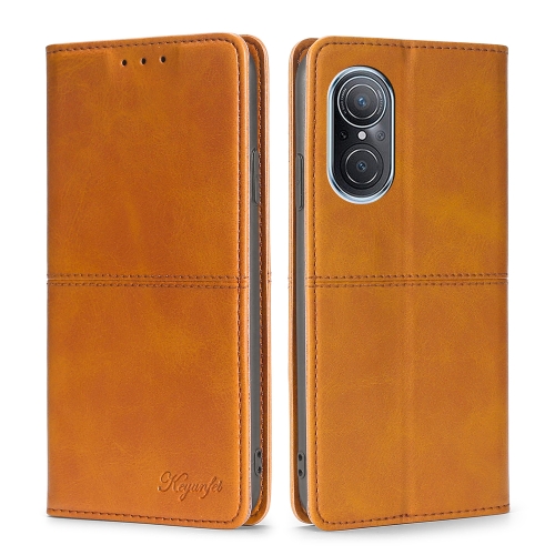 

For Huawei Nova 9 SE 4G Cow Texture Magnetic Horizontal Flip Leather Phone Case(Light Brown)