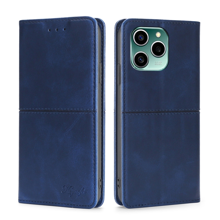 

For Honor 60 SE Cow Texture Magnetic Horizontal Flip Leather Phone Case(Blue)