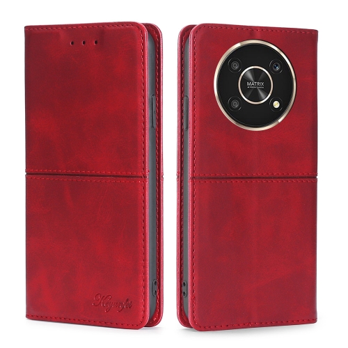 

For Honor X30 Cow Texture Magnetic Horizontal Flip Leather Phone Case(Red)