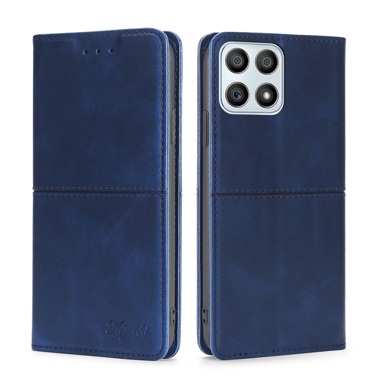 

For Honor X30i Cow Texture Magnetic Horizontal Flip Leather Phone Case(Blue)
