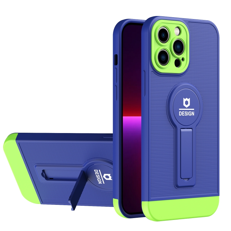 

Small Tail Holder TPU+PC Phone Case For iPhone 12 Pro Max(Blue+Green)