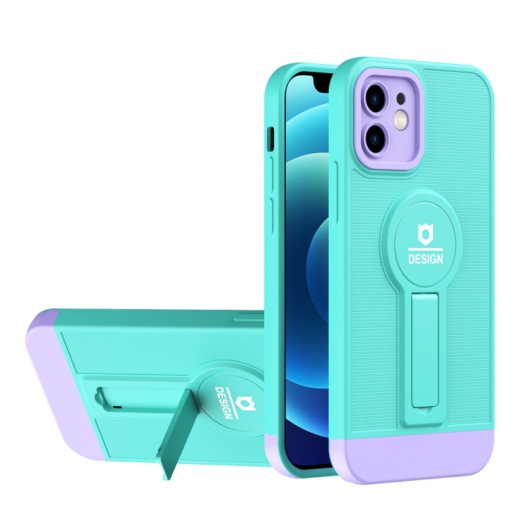

Small Tail Holder TPU+PC Phone Case For iPhone 11(Light Green+Purple)