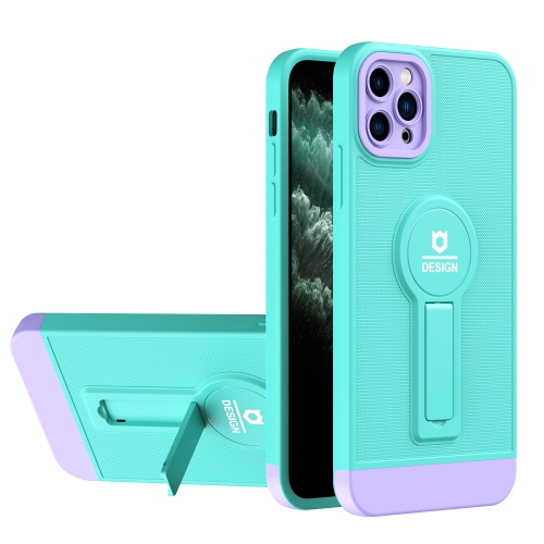 

For iPhone 11 Pro Small Tail Holder TPU+PC Phone Case (Light Green+Purple)