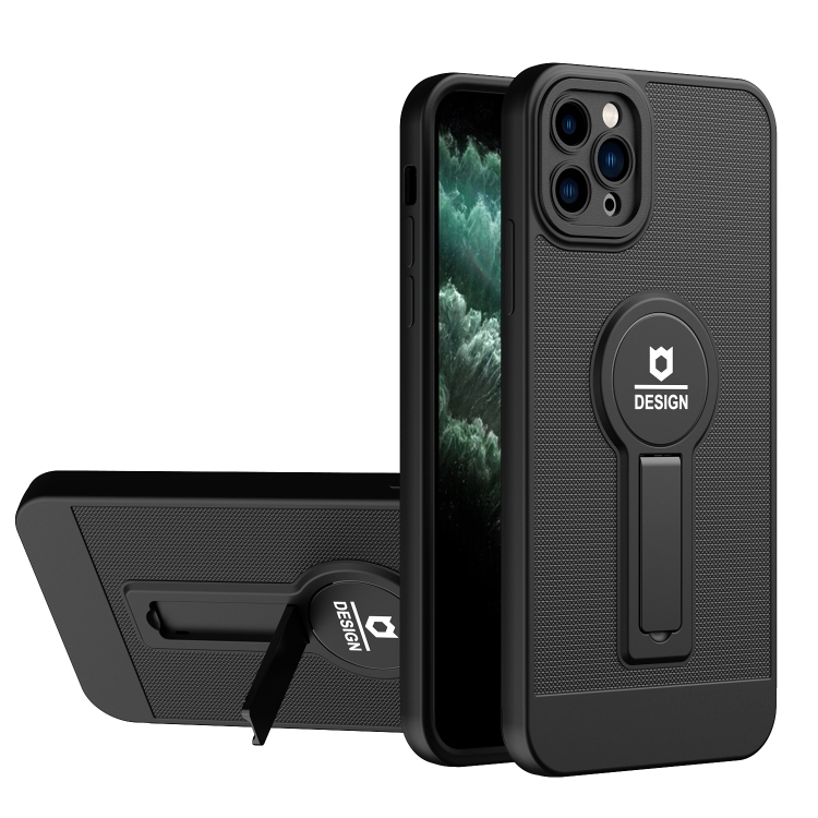 

For iPhone 11 Pro Max Small Tail Holder TPU+PC Phone Case (Black)